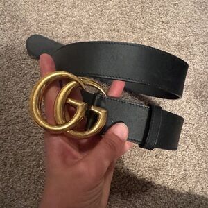 Gucci Black Belt with Gold GG Buckle